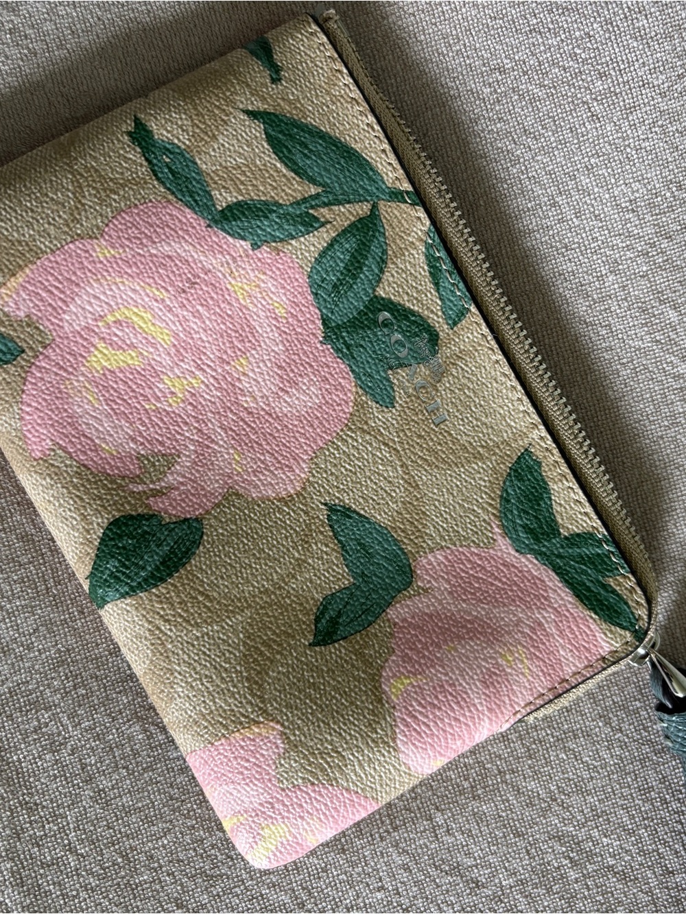 Coach Floral Zip Pouch - Pink Peony Print